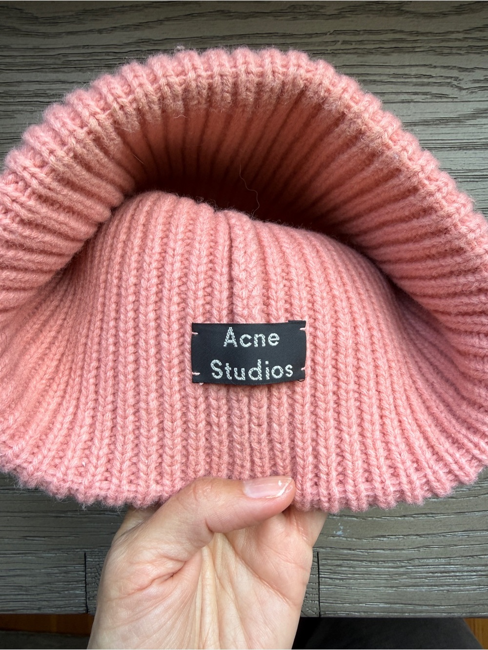 Acne Studios Pink Fold-Over Ribbed Beanie - Picture 3 of 4